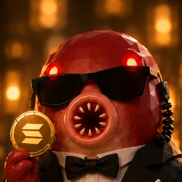 Tuxedo and bow tie, holding one coin like it is a drink